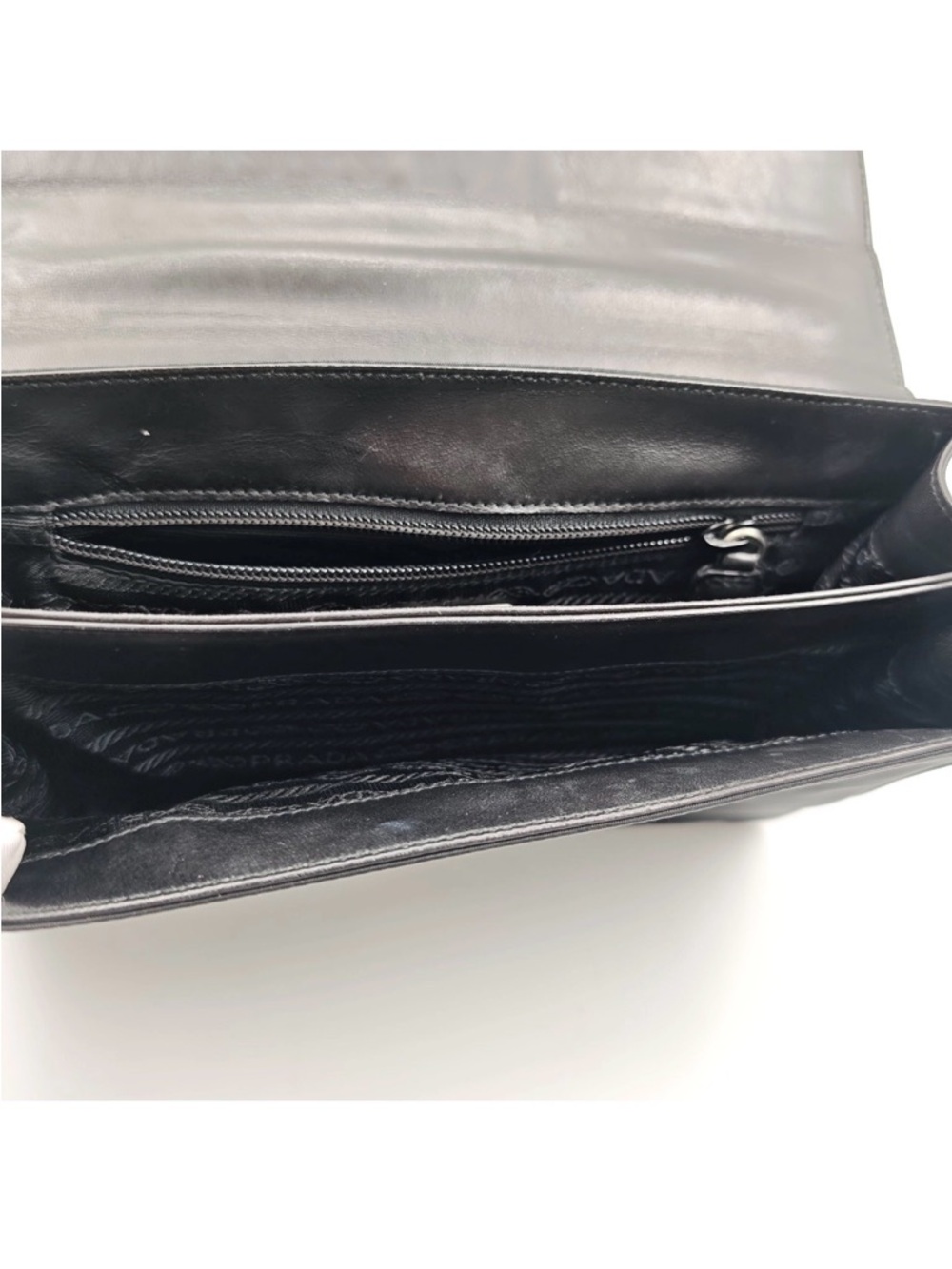 Prada Black Nylon Logo Plaque Shoulder Bag - Picture 10 of 11